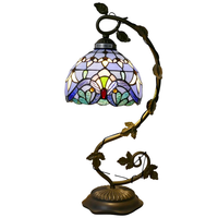 Lampe de table moderne en verre teinté avec base en métal en forme de feuille, AC E26, pour petit espace, chambre, hôtel, projet commercial, bureau