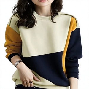 Sudadera de Mujer para San Valentín, con Bloques de Color, Cuello Redondo Asimétrico, Estampado de Dibujos Animados, Suave, 180g, Tejido de Algodón y Fibra de Bambú - Product Image 1