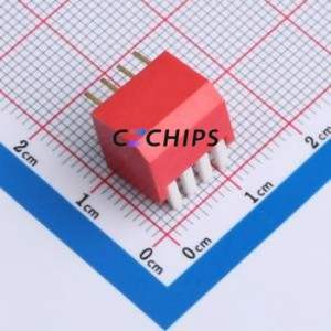 DP-4-R-T DIP Switch Through hole Component (THT),P=2.54mm Switch Piano Key Single Pole Single Throw 4 2.54mm - Product Image 2