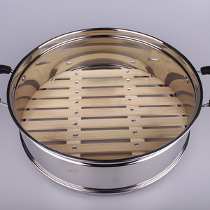 Bamboo <b>Steamer</b> Basket 28cm-40cm Stainless Steel Handle Eco-Friendly <b>Steamers</b> Accessory - Product Image 3