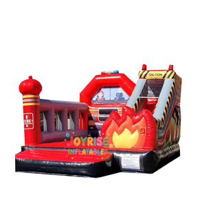 Château gonflable commercial à thème pompiers avec toboggan, maison de rebond pour enfants - En promotion - Product Image 1