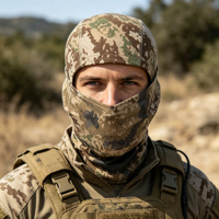 Vente en gros de masques balaclava camouflage personnalisés, coupe-vent, protection UV, masque intégral pour le ski, la chasse, la pêche, les sports, 100% polyester