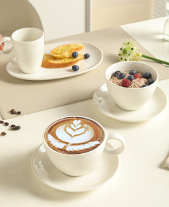 Bulk Premium Solid White Ceramic Drinkware <b>Set</b> Multi-size <b>Coffee</b> Cup <b>Mug</b> With Plate Luxury Hotel Restaurant Custom Logo - Product Image 2