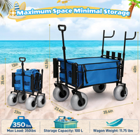 Chariot de pêche pliable en aluminium, chariot tout-terrain pour la plage avec grandes roues, chariot pliable pour la pêche, le camping et la plage