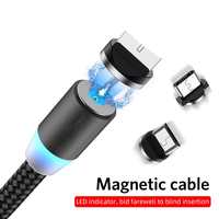 Câble de données magnétique à 360 degrés, câble de charge rapide 3 en 1 avec garantie de 12 mois pour Android pour connecteurs USB de type C