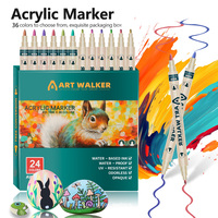 ART WALKER AW.1990 Ensemble de marqueurs acryliques à double tête, imperméables, séchage rapide, pointes souples et dures, stylo aquarelle spécial pour étudiants