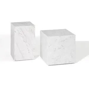 Newstar घन संगमरमर टेबल पत्थर ब्लॉक वर्ग घन साइड टेबल प्राकृतिक carrara सफेद संगमरमर प्रदर्शन खड़े हो जाओ
