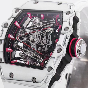 Nouvelle Montre Mécanique Squelette Style RM 2025 pour Homme, Boîtier Blanc, Accents Roses Fluorescents, Mouvement Creux, Montre-Bracelet de Luxe Sportive - Product Image 2