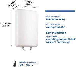Antenne panneau extérieure/intérieure <span class=keywords><strong>5G</strong></span> LTE MIMO 700 à 3800 MHz 9/12 dBi à gain élevé 45 degrés pour <span class=keywords><strong>routeur</strong></span> <span class=keywords><strong>Huawei</strong></span> - Product Image 3