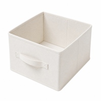 Panier de rangement pliable en tissu aspect lin avec poignée renforcée, panier de rangement ouvert pour placard, chambre, organisation de la maison