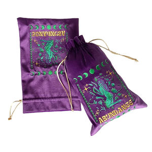 Borsa per carte <span class=keywords><strong>Taro</strong></span> con coulisse in velluto viola con ricamo personalizzato con custodia in cotone di buon velluto - Product Image 5