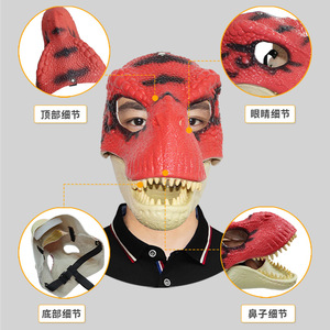 Máscara de Dinosaurio con Mandíbula Abrible, Textura y Color Realistas, Aberturas para Ojos y Nariz - Product Image 4