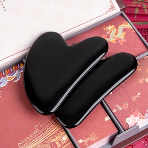 Obsidienne noire naturelle Gua Sha planches grattage outils de Massage Gua Sha outils pour le visage coeur obsidienne noire pierre chaude <span class=keywords><strong>GuaSha</strong></span> - Product Image 2