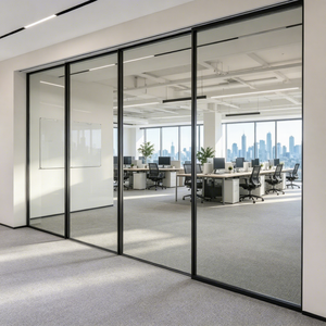 DEEZON Série 127 Portes coulissantes sans rail en alliage d'aluminium, cloison en verre sans cadre insonorisée pour bureau moderne et garage - Product Image 2
