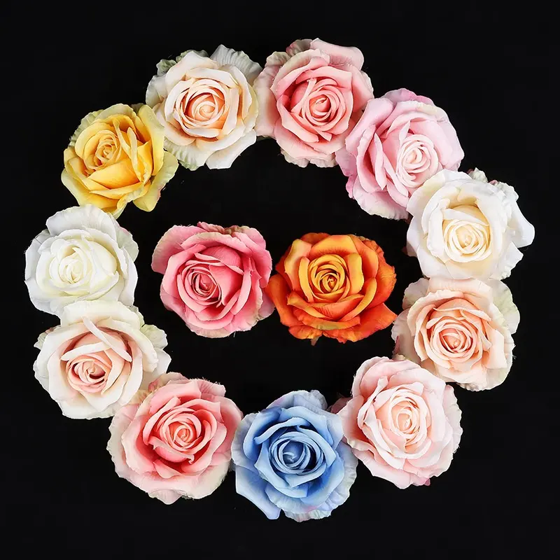 หัวดอกกุหลาบหลากสี,ดอกไม้ประดิษฐ์สำหรับตกแต่งงานแต่งงานในวันวาเลนไทน์