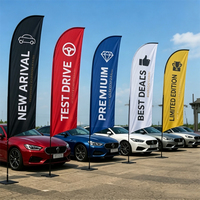 Drapeaux en polyester imprimés sur mesure avec mât en fibre de verre et base à eau - Bannière publicitaire extérieure robuste pour la plage
