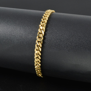 Bracelet à maillons en cuivre plaqué or 18 carats, poli, facetté, de créateur, fin, compact, style gourmette entrelacée, vente en gros - Product Image 5