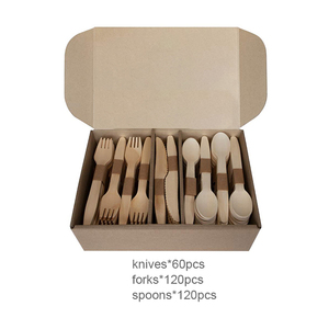 Ensemble de couverts jetables 72 pièces <span class=keywords><strong>Assiette</strong></span> <span class=keywords><strong>en</strong></span> <span class=keywords><strong>bois</strong></span> <span class=keywords><strong>et</strong></span> cuillère couteau fourchette - Product Image 6