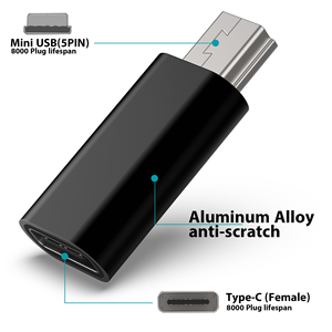Adaptador de Tipo C a Mini USB, Carga Rápida, Transferencia de Datos, <span class=keywords><strong>Convertidor</strong></span> de USB C Hembra a Mini USB Macho para Cámaras, <span class=keywords><strong>MP3</strong></span>, <span class=keywords><strong>MP4</strong></span>, PSP, GPS, Radio - Product Image 2