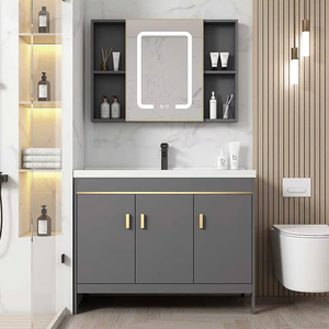 Mueble de baño que optimiza el espacio con fregadero, almacenamiento vertical y espejo para áreas compactas-Mueble de baño - Product Image 5