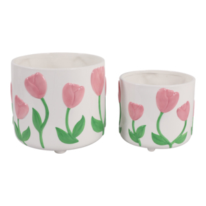 Vasi in Ceramica Dipinti a Mano con Design a Tulipano per Piante da Interno e Decorazione Casa - Product Image 4