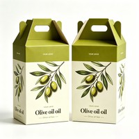 Boîte d'emballage en papier pliable personnalisée de haute qualité, boîte avec fenêtre transparente en PVC, boîtes cadeaux pour bouteilles d'huile d'olive avec poignée découpée