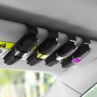 Clip de lunettes multifonctionnel pour voiture, support en plastique motif fibre de carbone, pour pare-soleil, accessoire créatif pour l'intérieur de la voiture, pour billets et cartes