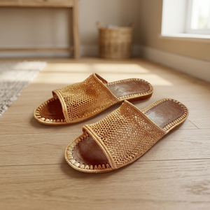 Sandalias de Paja Hechas a Mano para Mujer, Punta Abierta, Forro de Cuero Genuino, Suela de Corcho, Transpirables, Estilo Veraniego para Interiores - Product Image 2
