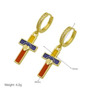 Nuevos Pendientes de Estilo Hip Hop con <span class=keywords><strong>Mapa</strong></span> de Venezuela, Esmalte Brillante en Amarillo, Azul y Rojo, Pendientes Colgantes con <span class=keywords><strong>Mapa</strong></span> de Colombia - Product Image 2