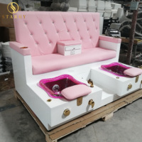 Luxe double sièges salon de manucure meubles couleur rose pas cher spa pédicure chaises pour pied spa pour les filles
