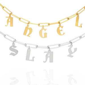 Collana con Catena a Graffetta Personalizzabile in Acciaio Inox con Certificazione CE, Regalo per San Valentino, Iniziali e Nome Personalizzati - Product Image 2