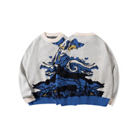 Pull-over pour homme Neo Andre Explosions, style streetwear européen et américain, col rond ample, tissage jacquard, acrylique, lavable en machine