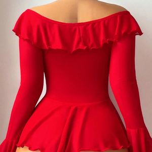 European American Sexy See-Through Mesh Ruffles <b>Dress</b> Off-Shoulder Pure Desire Style <b>Bell</b> <b>Sleeve</b> - Product Image 3