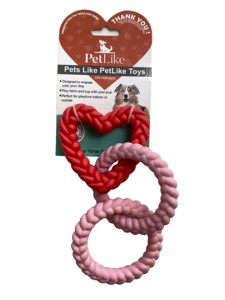 San valentino a forma di cuore 3 anelli TPR Pet <span class=keywords><strong>Dog</strong></span> rimorchiatore e masticazione giocattolo interattivo cane macinazione forniture molari - Product Image 3