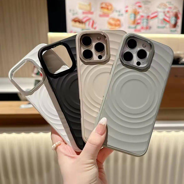 Popular AG Ripple Titanium Magnetic Phone Case for iPhone 16 Plus 15 14 13 Pro Max Matte Liquid Silicone Shockproof Back Cover