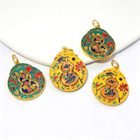 Breloques ethniques creuses en alliage de zinc plaqué or 18 carats, motif floral émaillé, en forme de gourde, pour colliers et porte-clés DIY, vente en gros