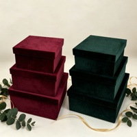 Boîte carrée en velours de haute qualité, ensemble de 3 pièces, boîte à fleurs, boîte cadeau en velours, boîte à roses en velours pour la Saint-Valentin