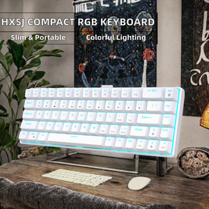 HXSJ Nuevo Teclado para Juegos con Cable, Retroiluminación RGB, USB 3.0, Plástico, Ultracompacto, 61 Teclas, Membrana, Diseño Mini, para Negocios - Product Image 2