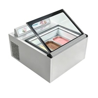 Vitrine de présentation commerciale de comptoir pour glaces coupées et yaourts glacés, à refroidissement direct, pour glaces dures, avec porte élévatrice en libre-service