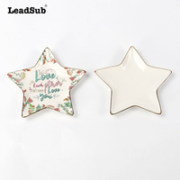 Plateau à bibelots en céramique en forme d'étoile à bord doré pour sublimation, personnalisable avec photo et logo, idéal pour cadeaux de mariage, coupelles à bagues, vente en gros