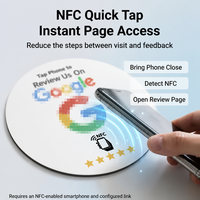 Carte de commentaire NFC personnalisée en acrylique, autocollant de table rond, support de table avec code QR pour avis positifs [Puce 213]