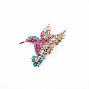 Broches de colibrí con diamantes de imitación, joyería de moda, varios colores, oro antiguo - Product Image 3