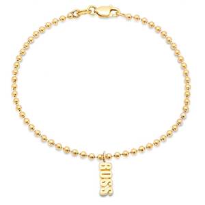 Joyería de acero inoxidable para mujer y niña, brazalete con Cuentas pequeñas de oro PVD, cadena de bolas, colgante con nombre, 2023 - Product Image 1
