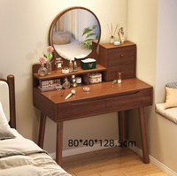Nouvelle coiffeuse de chambre à coucher de style chinois, luxe léger, minimaliste, compacte, en bois de bouleau, avec rangement et fonction bureau