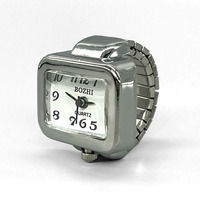 Jam tangan Punk minimalis, perhiasan dekorasi tangan cincin kreatif Jam Mini Vintage jari pasangan kecil serbaguna