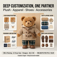 Peluche personnalisable articulée avec squelette intégré, rembourrage en coton PP, pour mascotte de marque ou objet de collection