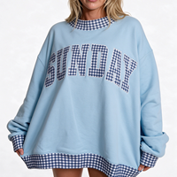 Sweater Wanita Mock Neck Gaya Barat 400gsm Katun Fleece Oversized Hangat untuk Musim Dingin