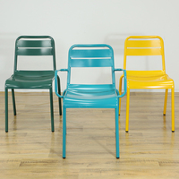 Chaises de salle à manger modernes en métal vert personnalisées pour hôtel, patio, jardin, restaurant, café, atelier, mobilier d'extérieur, fauteuil