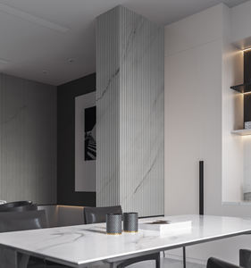 Installation facile décor intérieur motif de pierre de <span class=keywords><strong>marbre</strong></span> plaque murale en Fiber de bois de bambou enduit de PVC panneau de fond de télévision panneau mural creux WPC - Product Image 3