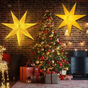 LED Lights For Decoration Fairy String Lights Light Up Hollow Out Paper Star Lanterns Ornament Paper Christmas Stars